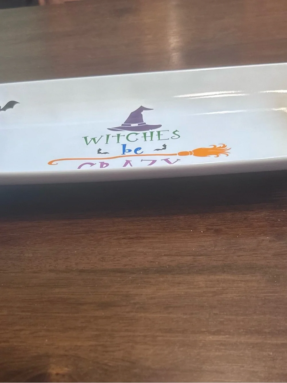 Crofton “Witches Be Crazy” Festive Halloween Serving Tray- White